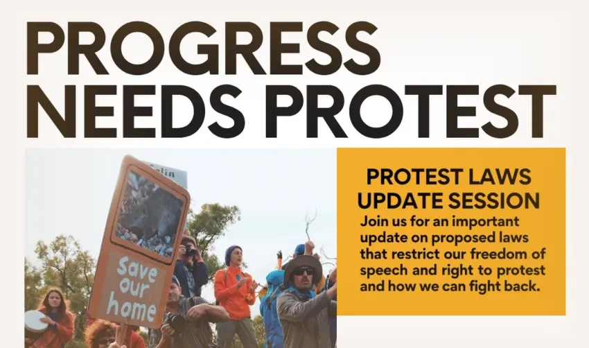Artwork and image for event "Progress Needs Protest" 6pm 17/09/2026 Boorloo Activist Centre, 15/5 Aberdeen St Boorloo WA 6000