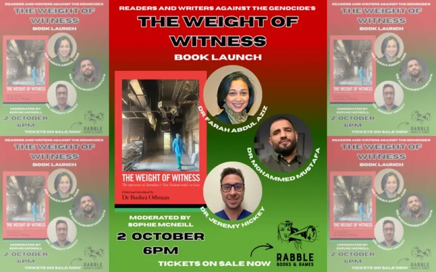 Artwork and image for event "Book Launch: The Weight of Witness – Boorloo" 6pm-7:30pm Rabble Books & Games, 2/46 Eighth Ave, Maylands WA 6051