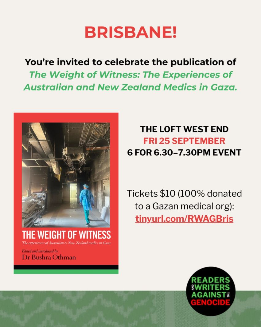 Artwork and image for event "Book Launch: The Weight of Witness – Magan-djin" 6pm-7:30pm 25/09/2026 The Loft, 100 Boundary Street, West End QLD 4101