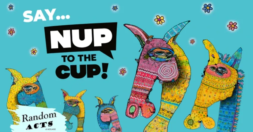 Artwork and image for event "Hobby Horse Ride – Nup to the Cup!" War Horse Memorial, East Terrace & Botanic Rd, Tarntanya SA 5000