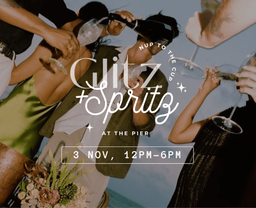 Artwork and image for event "Glitz & Spritz at the Pier – Nup to the Cup" 12pm-6pm 03/11/2026 Pier Ninety Seven, 97 Hannell St, Wickham NSW 2293