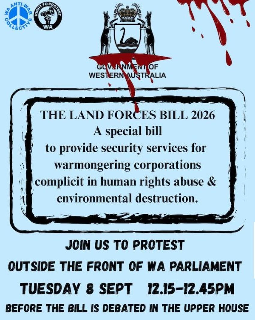 Poster advertising protest against the Lanforces Bill 2026