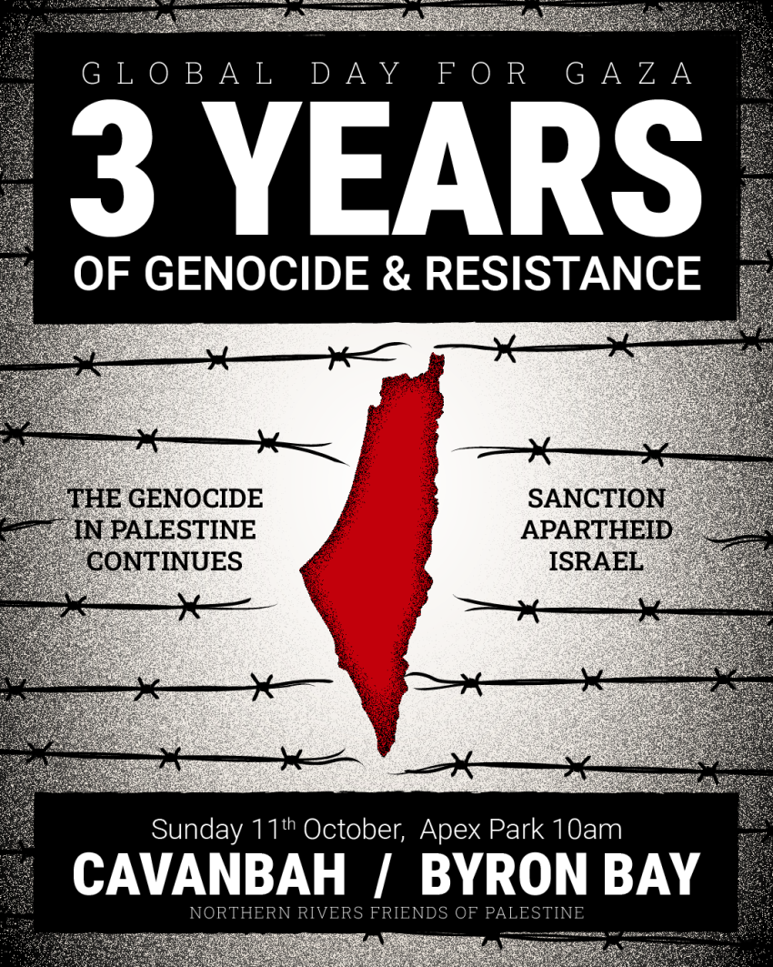 3 years of genocide byron bay