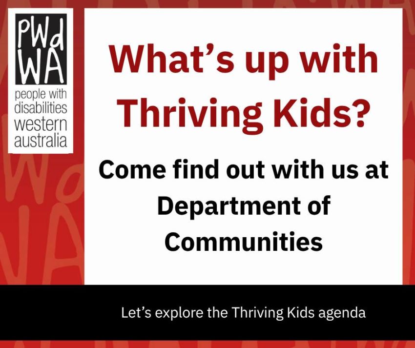 Artwork and image for event "What is happening with Thriving Kids?" 2pm-3:30pm 08/09/2026 Department Of Communities, 130 Sterling St, Boorloo WA 6000