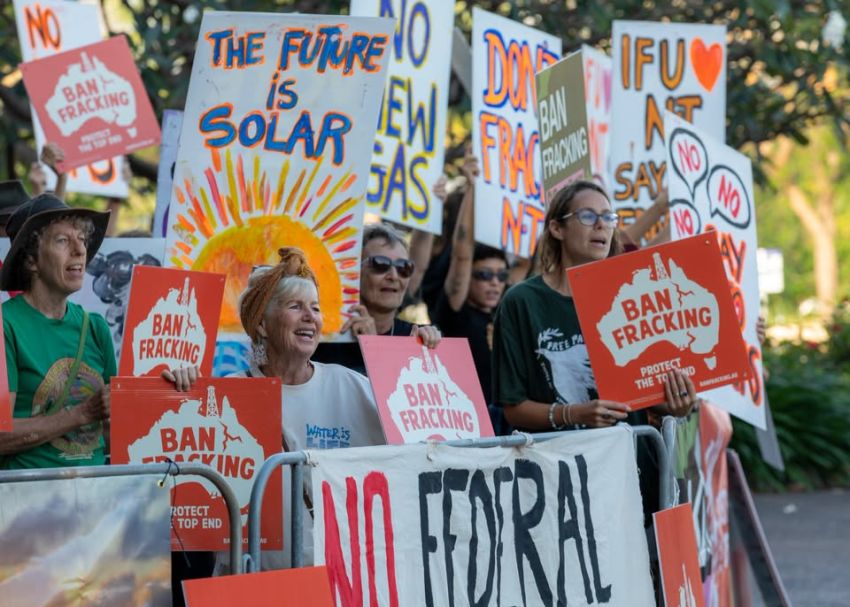 A protest against fracking in the Northern Territory, photo from Environment Centre Northern Territory