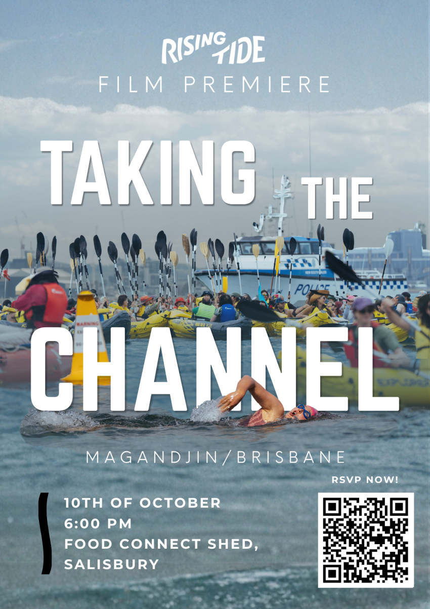 Artwork and image for event "Film Premiere: Taking The Channel – Magan-djin" 6pm-9pm 10/10/2026 Food Connect Shed, 8 Textile Cres, Salisbury QLD 4107