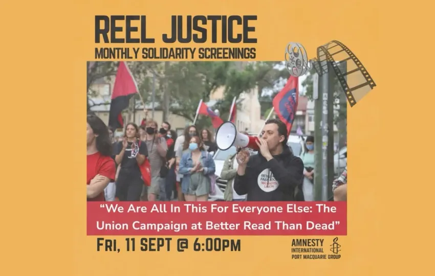 Artwork and image for event "Reel Justice Screening: We Are All In This For Everyone Else" 6pm-8pm 11/09/2026 Port Macquarie Library, Grant Street, Port Macquarie NSW 2444