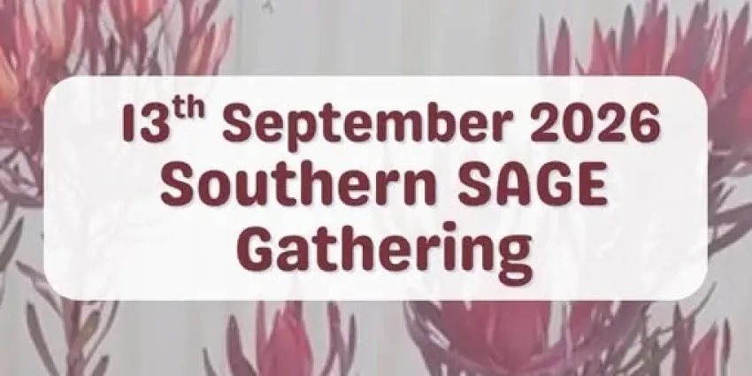 Artwork and image for event "Southern SAGE Monthly Gathering" 1pm-4:30pm 13/09/2026 Aldinga Community Centre, 7 Stewart Ave, Aldinga Beach SA 5173