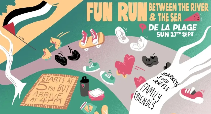 Artwork and image for event "Fun Run: Between the River and the Sea" 4pm-8pm 27/09/2026