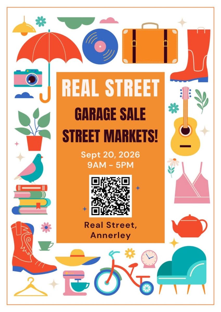 Artwork and image for event "Real Street Garage Sale Street Markets" 9am-5pm 20/09/2026 Real St, Annerley QLD 4103