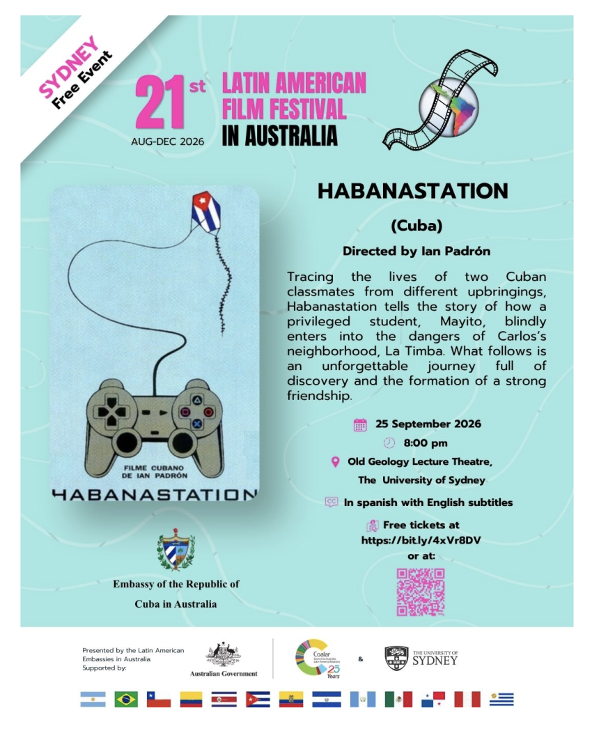 Artwork and image for event "Film screening: Habanastation – Sydney" 8pm 25/09/2026 Old Geology Lecture Theatre,  Edgeworth David Building, Science Rd, Camperdown NSW 2050