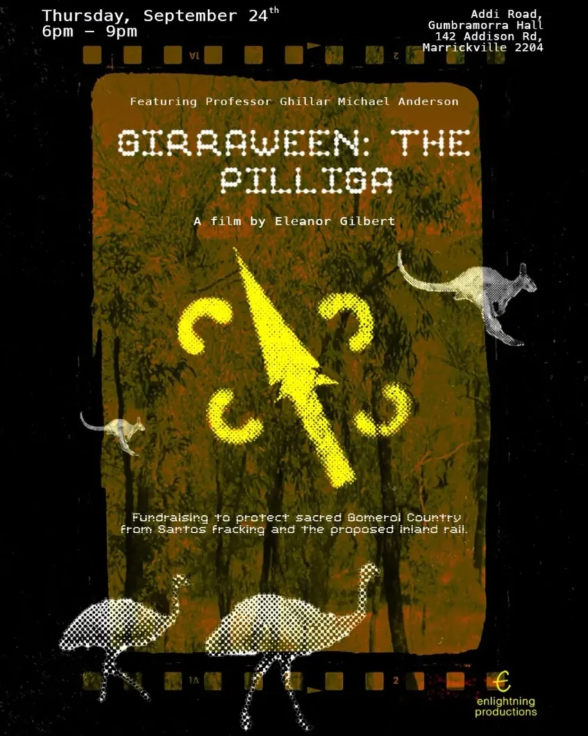 Artwork and image for event "Girraween: The Piliga – Documentary screening" 6pm-9pm 24/09/2026 Addi Road Gumbramorra Hall, 142 Addison Rd, Marrickville NSW 2204
