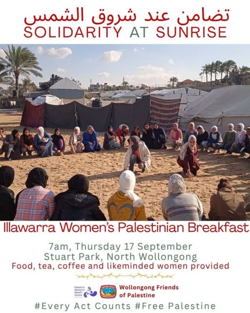 Artwork and image for event "Solidarity at Sunrise: Illawarra Women's Palestinian Breakfast" 7am 17/09/2026