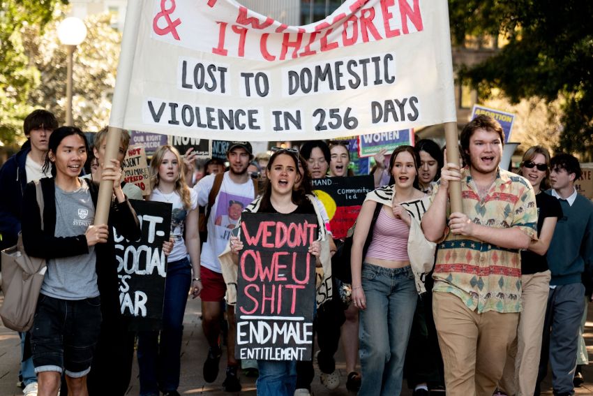 students protesting against domestic and sexual violence