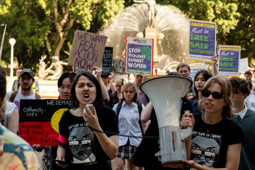 students protesting sexual violence