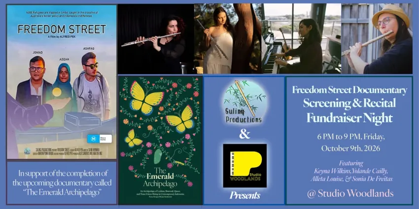 Artwork and image for event "Freedom Street Documentary – Film Screening & Recital Fundraiser" 6pm-9:30pm 09/10/2026 Woodlands Studios, 22 Woodlands Road, Ashbury NSW 2193