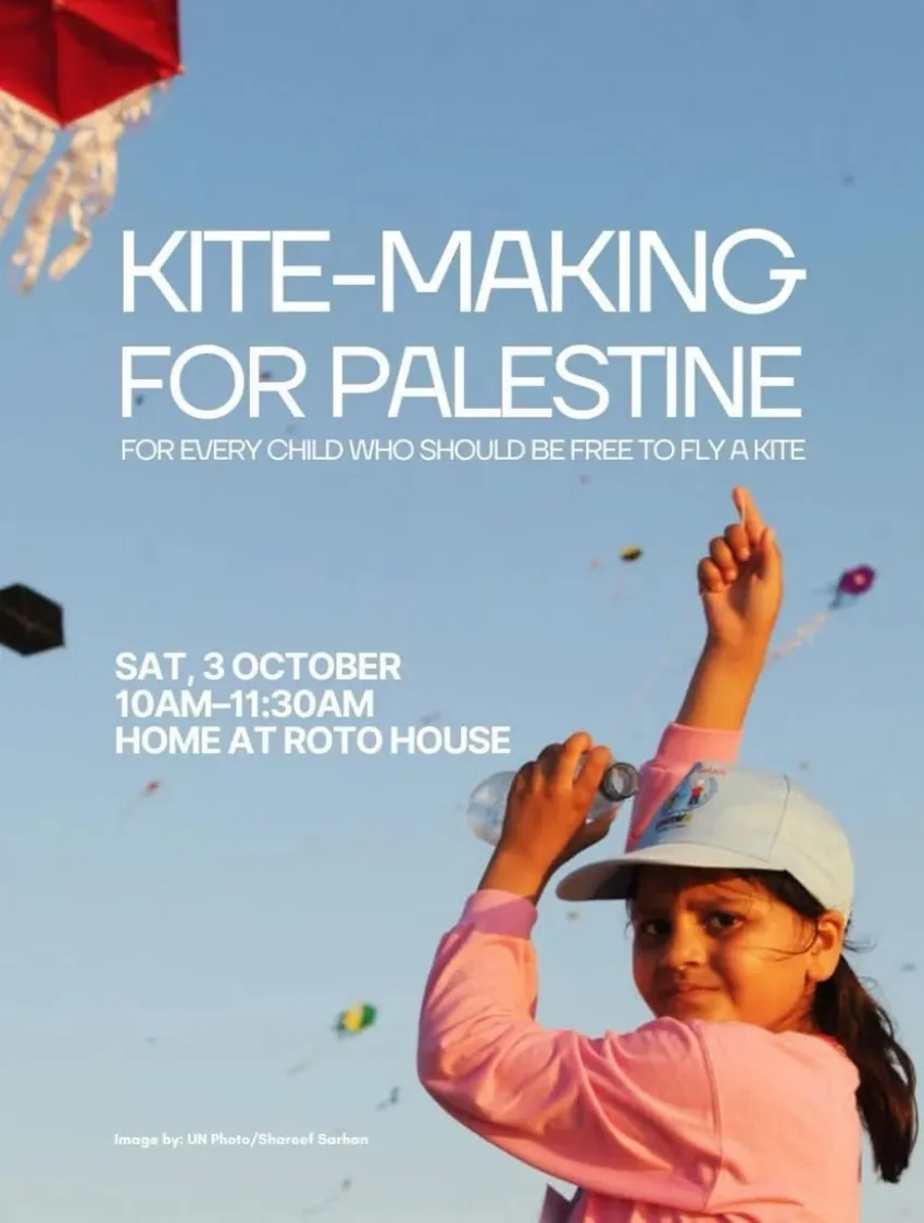 Artwork and image for event "Kite-making for Palestine" 10am-11:30am 03/10/2026 Home At Roto House, 2 Roto Place, Port Macquarie NSW 2444