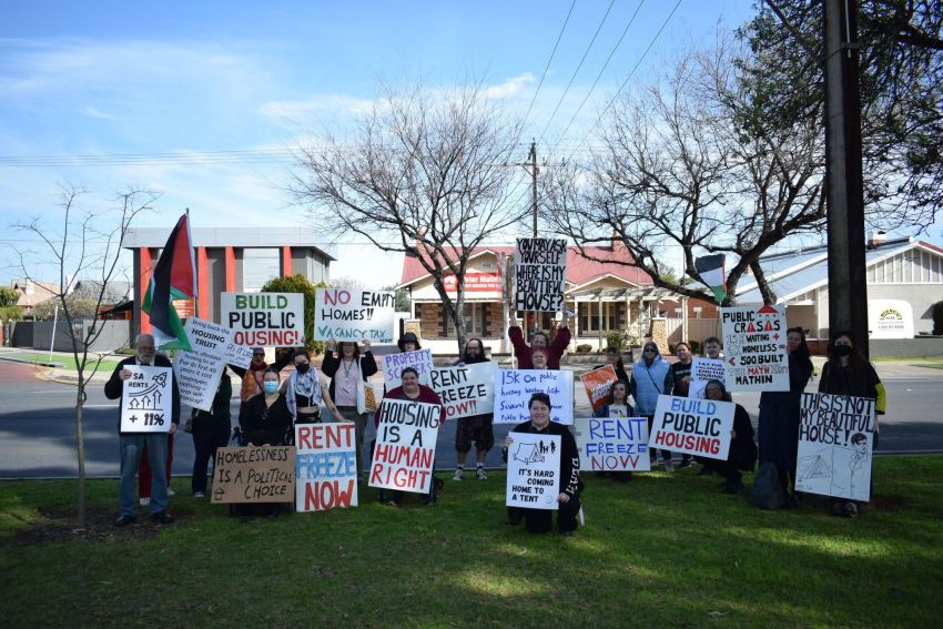 Anti-Poverty Network SA members and supporters at an action
