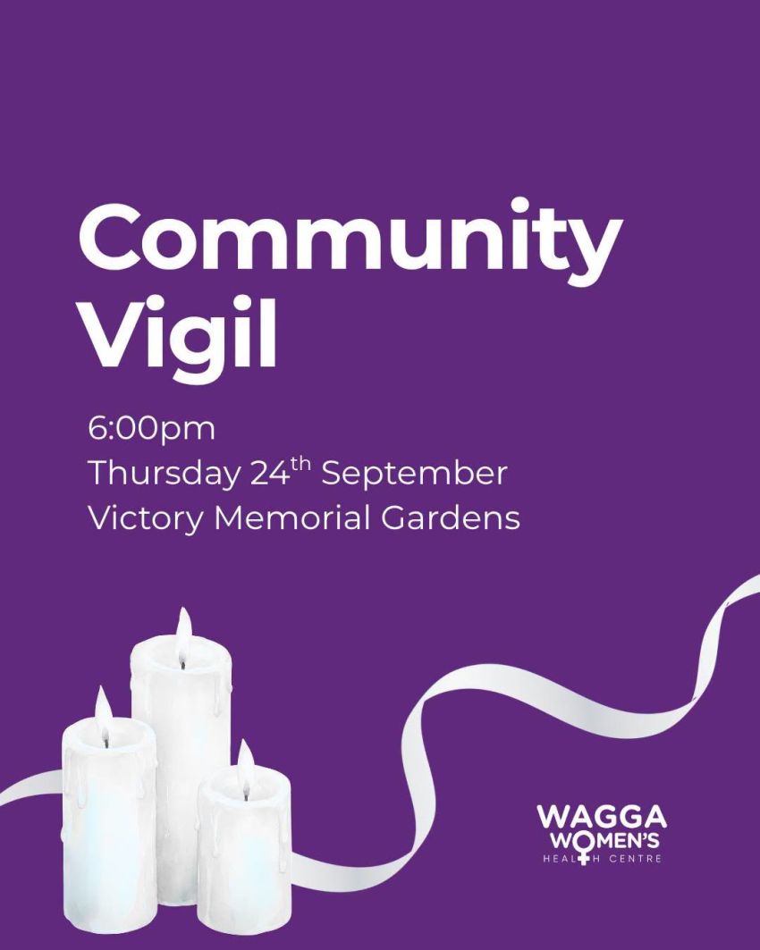 Artwork and image for event "Community Vigil" 6pm 24/09/02026 Victory Memorial Gardens, Baylis St & Morrow St, Wagga Wagga NSW 2650