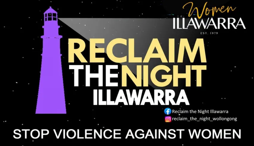 Artwork and image for event "Reclaim the Night Illawarra 2026" 6:15pm Andrew Lysaght Park, Crown St, Wollongong NSW 2500