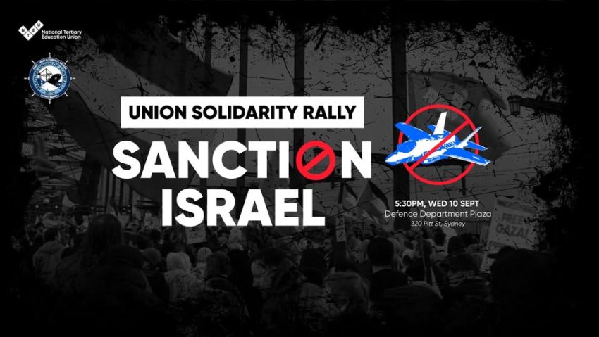 Artwork and image for event "Sanction Israel – Union Solidarity Rally"