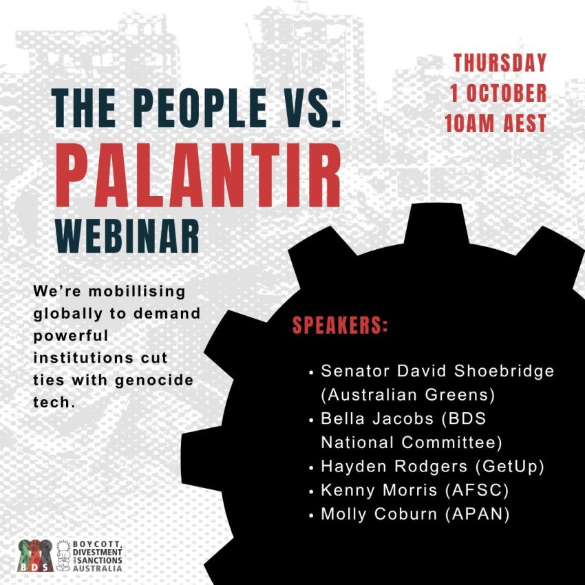 Artwork and image for event "The People vs. Palantir: Webinar" 10am AEST 01/10/2026 online