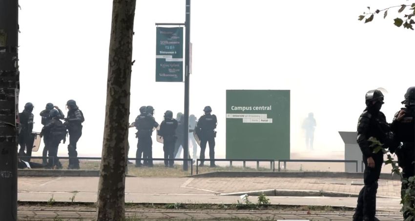 Police and tear gas