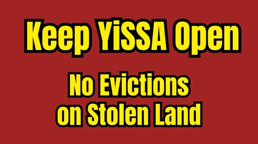 Artwork and image for event "Keep YiSSA Open: No Evictions on Stolen Land" 8am 07/10/2026 Darwin Convention Centre, 10 Stokes Hill Rd, Garramilla / Darwin NT 0800