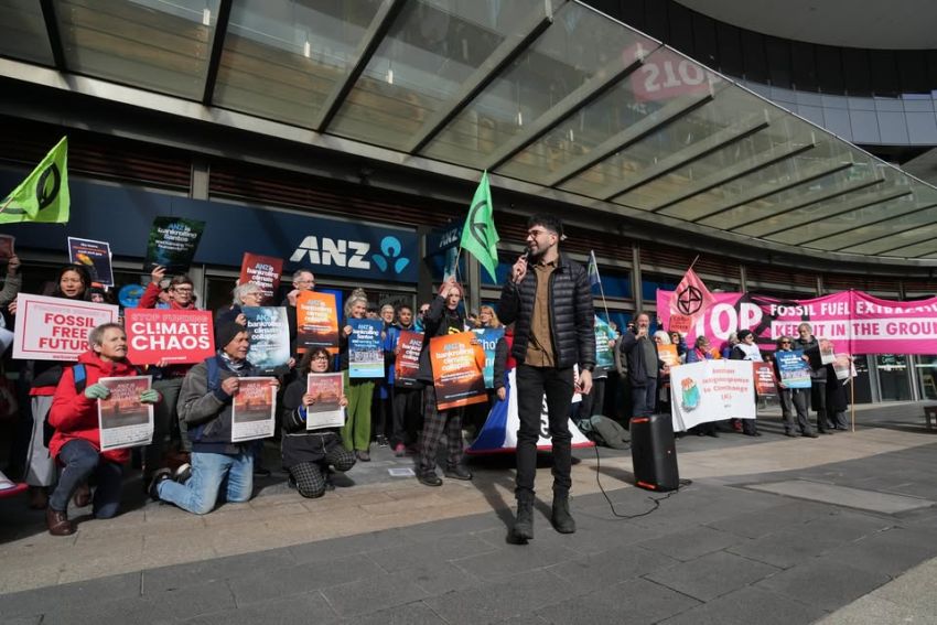 A protest outside ANZ