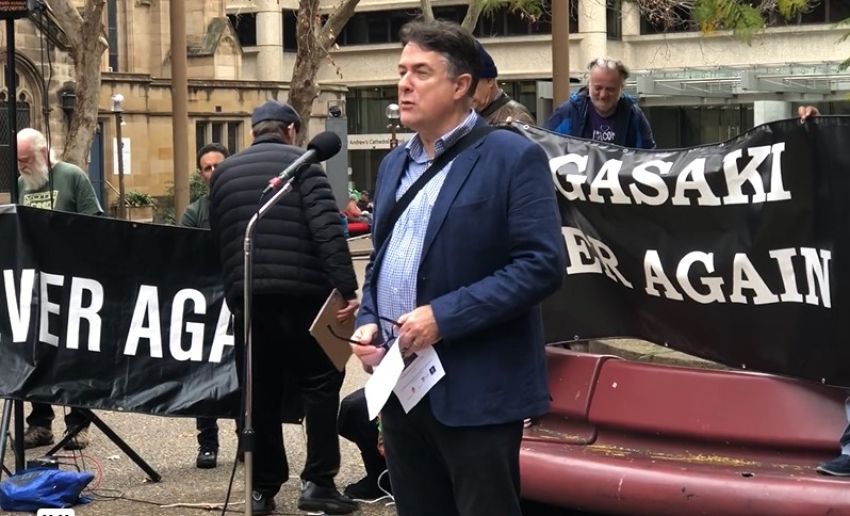 Jake Lynch at Hiroshima Day protest