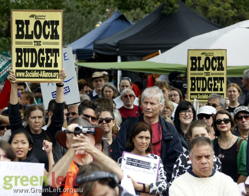 Block the budget, March in May