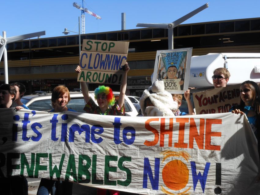Clowning action at Penny Wong's office.