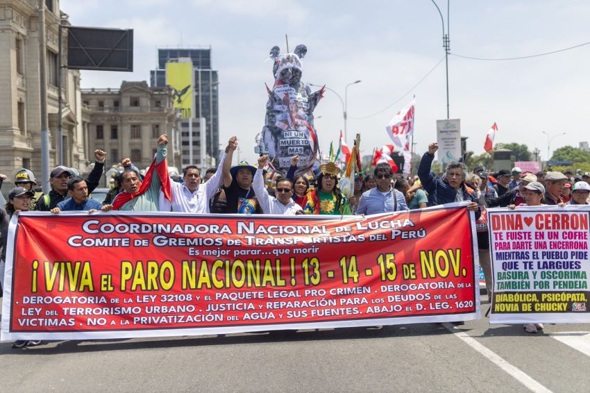 Protesting during Peru's national strike