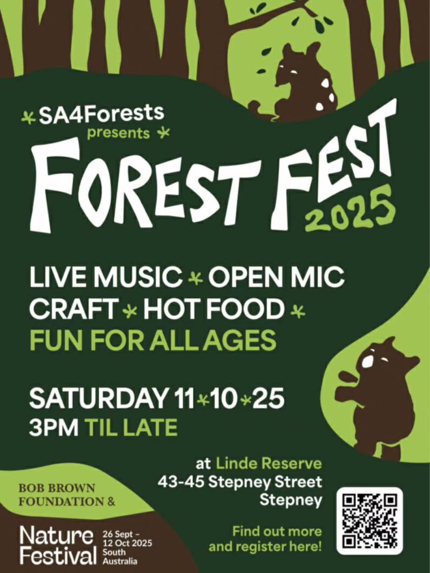 Graphic: Forest Fest 2025 Tarndanya (Adelaide) 11/10/2025