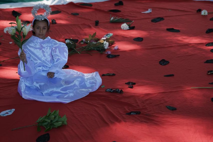 Girl on watermelon banner, Gadigal Country, September 21