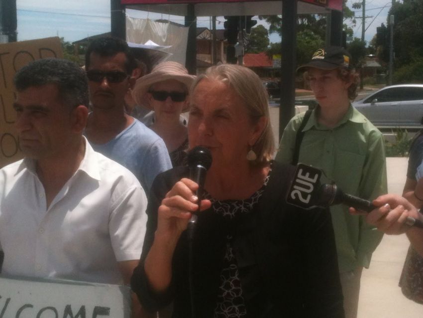 Refugee supporters rally outside Chris Bowen's office, Januray 10 2012.