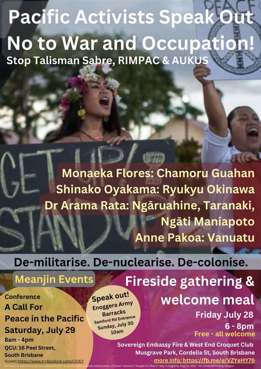 Meanjin Peace events July 28-30 Meanjin Peace events July 28-30