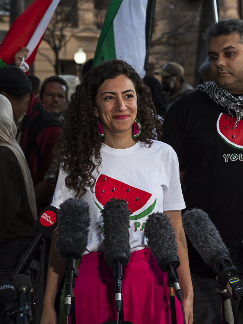 Remah Naji at Justice for Palestine media conference