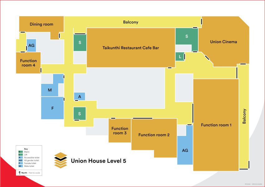 Graphic: Level 5 floor layout of Union House, University of Adelaide including Union Cinema