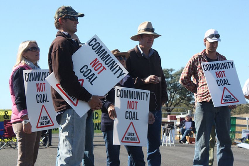 Protest outside Boggabri Coal Mine, 2012. Photo: Lock the Gate.