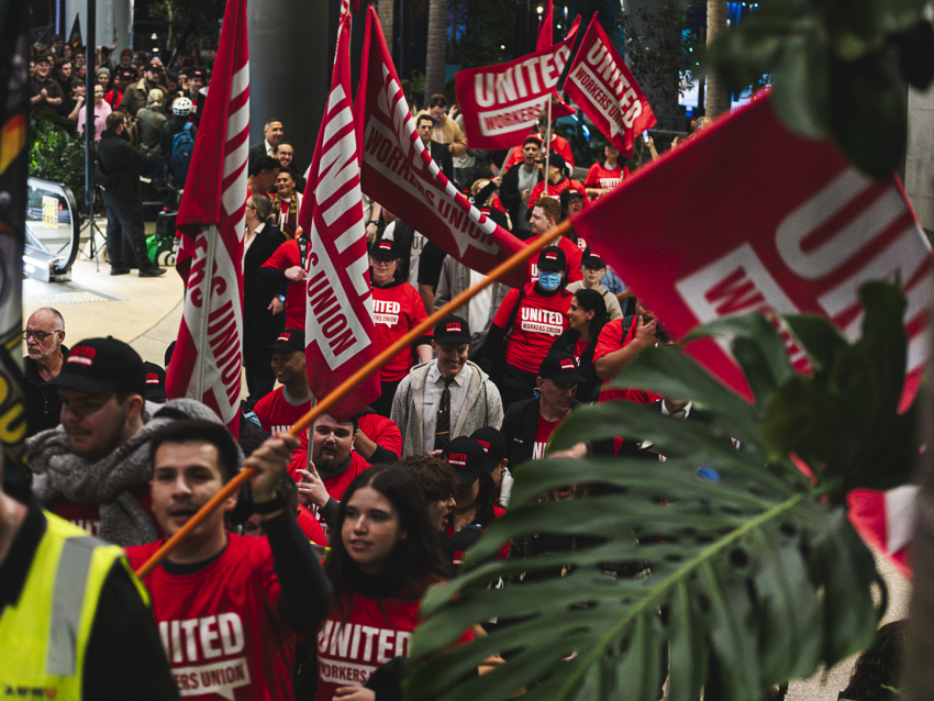 Star Casino workers marching during July 9 strike
