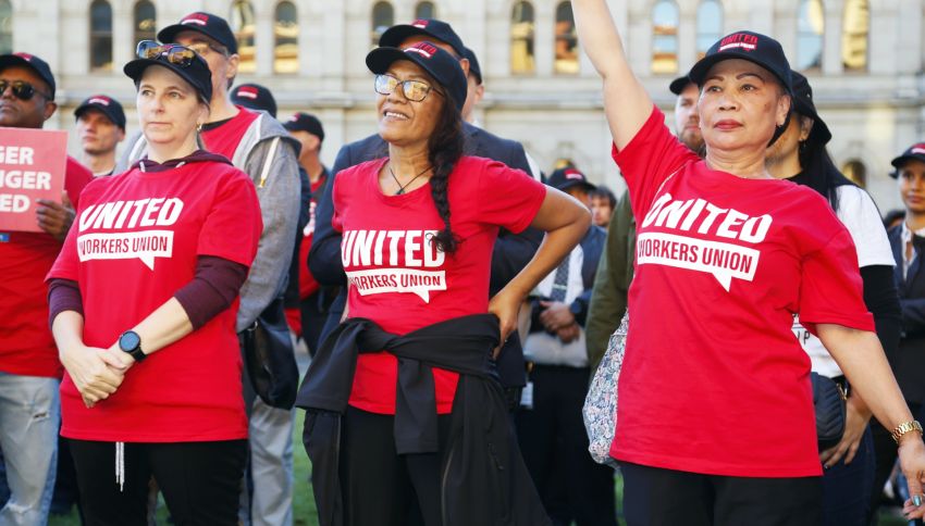 United Workers Union members at the July 4 casino workers' stopwork
