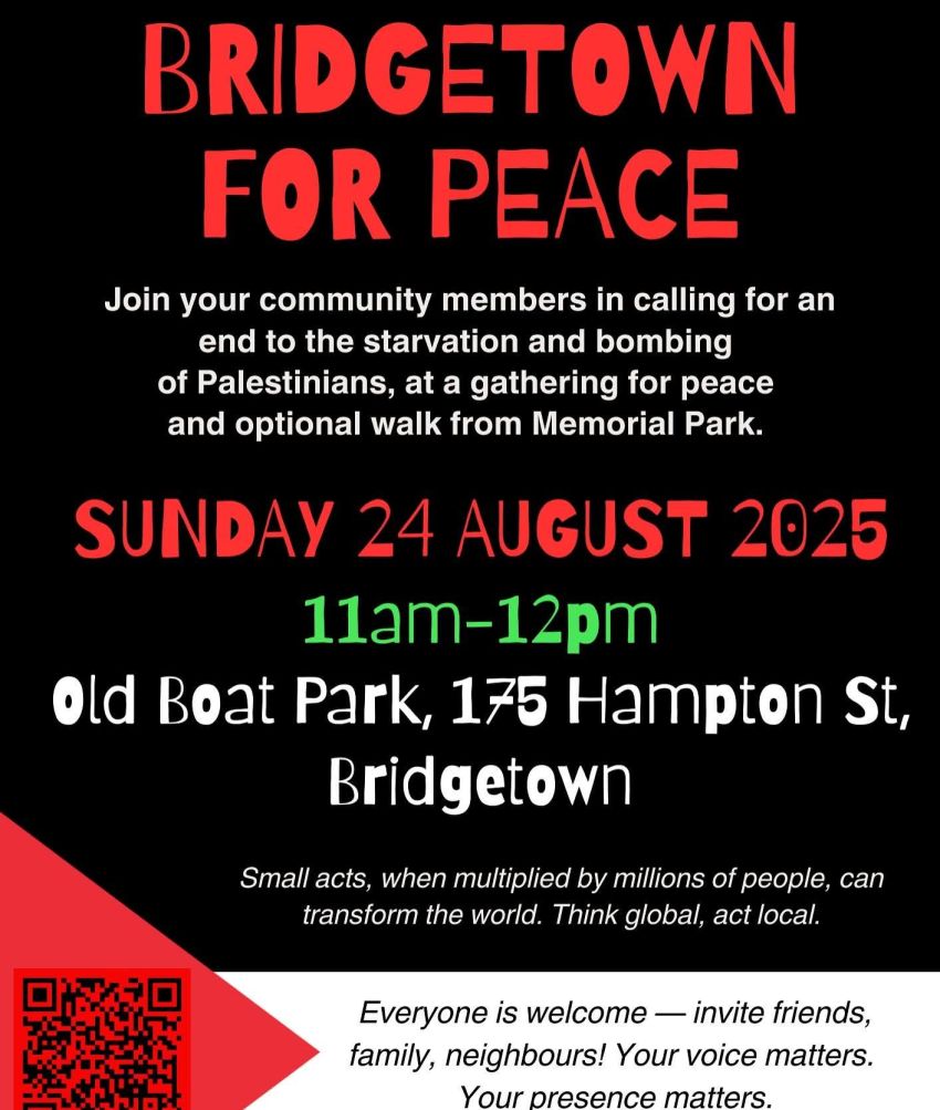 Leaflet: Nationwide March For Palestine Bridgetown 24082025