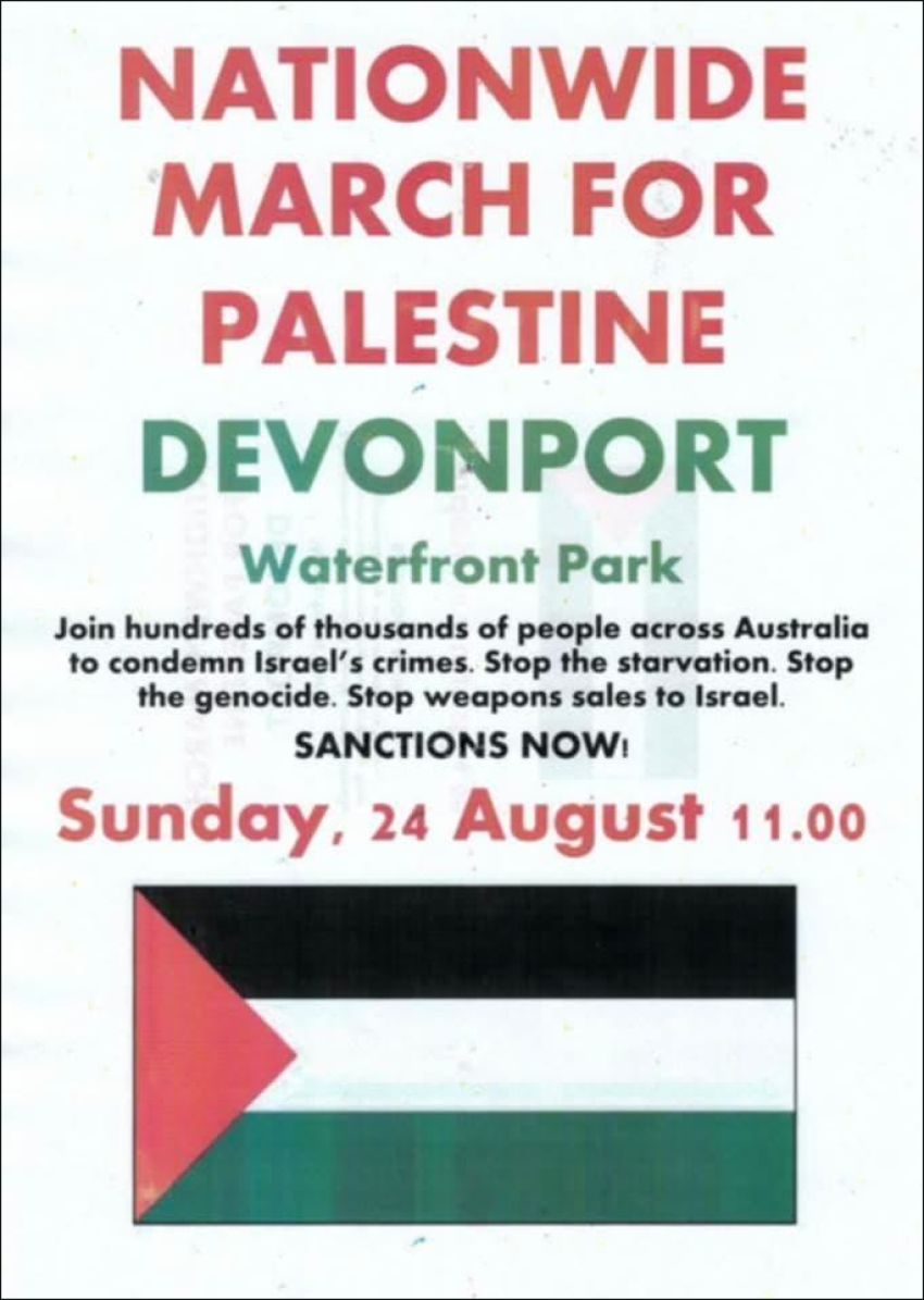 Leaflet: Nationwide March For Palestine limilinaturi/Devonport 24082025