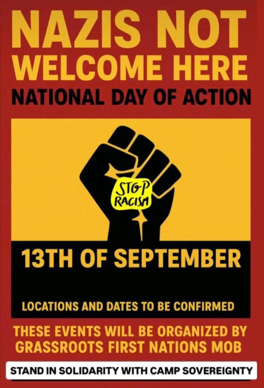 Graphic: Nazis Not Welcome Here protest 13/09/2025