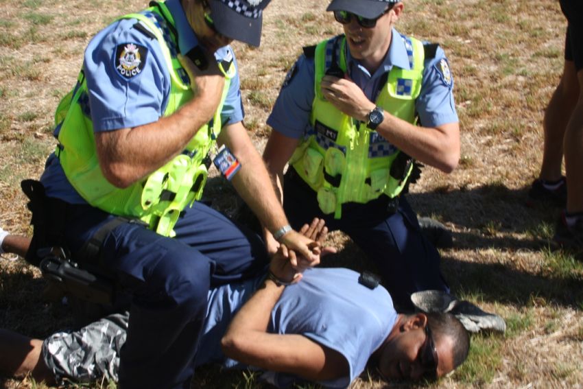 On the ground