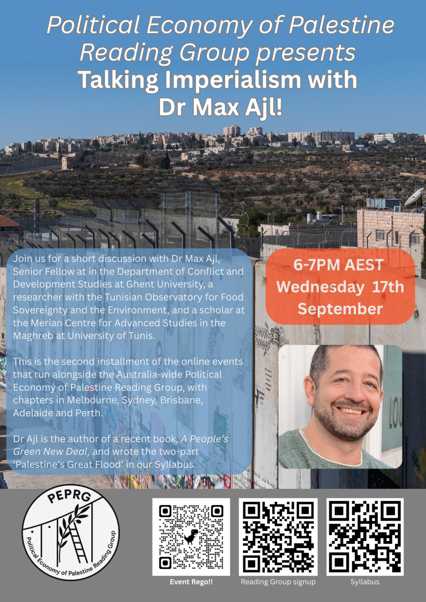 Graphic: Talking Impoerialism with Dr Max Ajl 17/09/2025