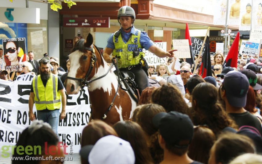 Stop Black Deaths In Custody rally, Perth Aptil 15, 2016.