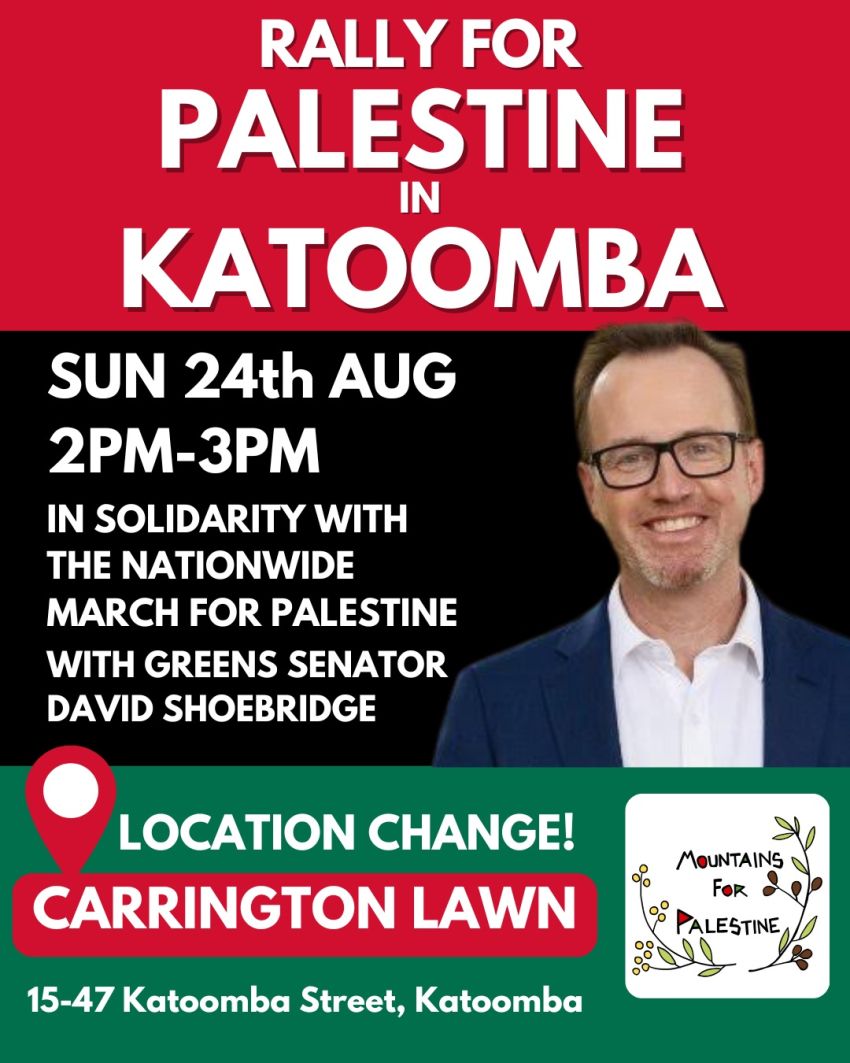 Rally for Palestine Katoomba 24082025 leaflet