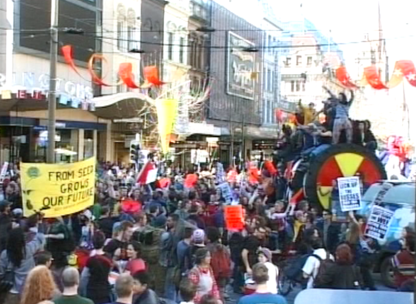 A still from S11: This Is What Democracy Looks Like by Actively Radical TV.